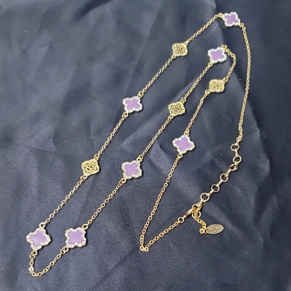 Amrita Singh Elegant Gold and Purple Clover Necklace